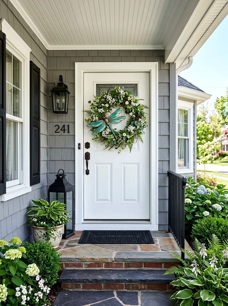 Dragonfly wreath for front door - 25 Spring Dragonfly Decor Ideas