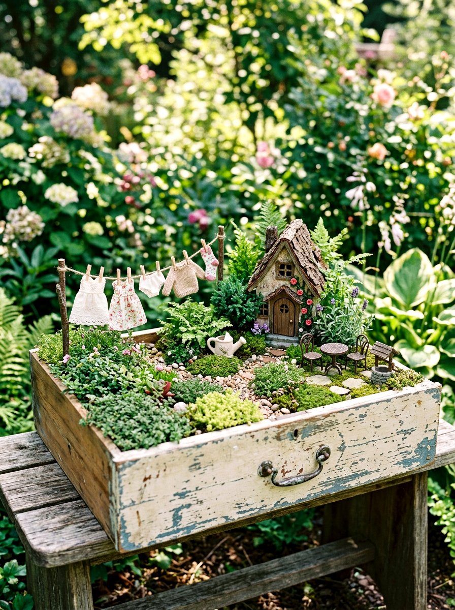 Drawer fairy garden - 25 Spring Fairy Garden Ideas