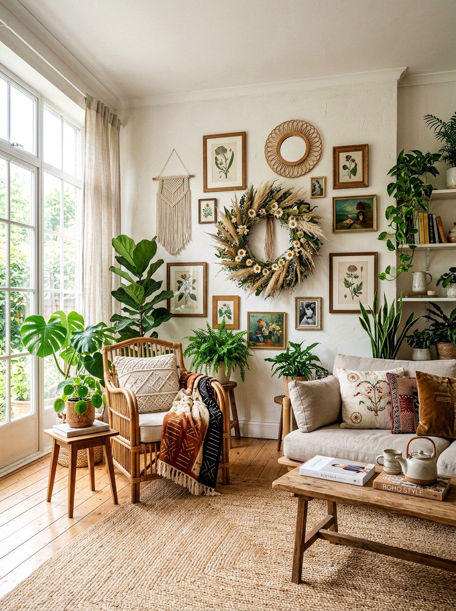 Dried Daisy Bohemian - 25 Spring Daisy Wreath Ideas