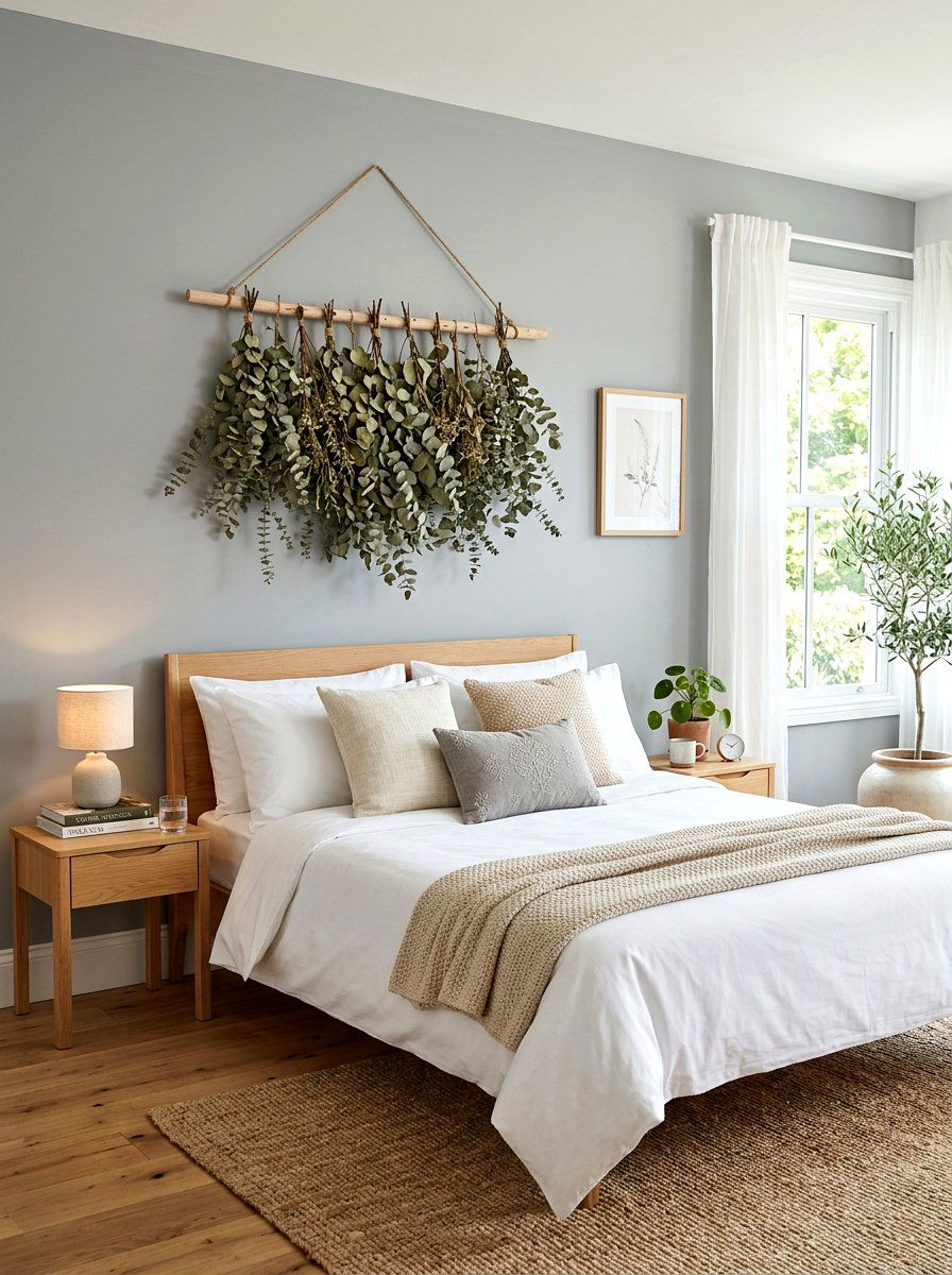 Dried Eucalyptus Wall Hanging - 25 Spring Dried Flower Arrangement Ideas