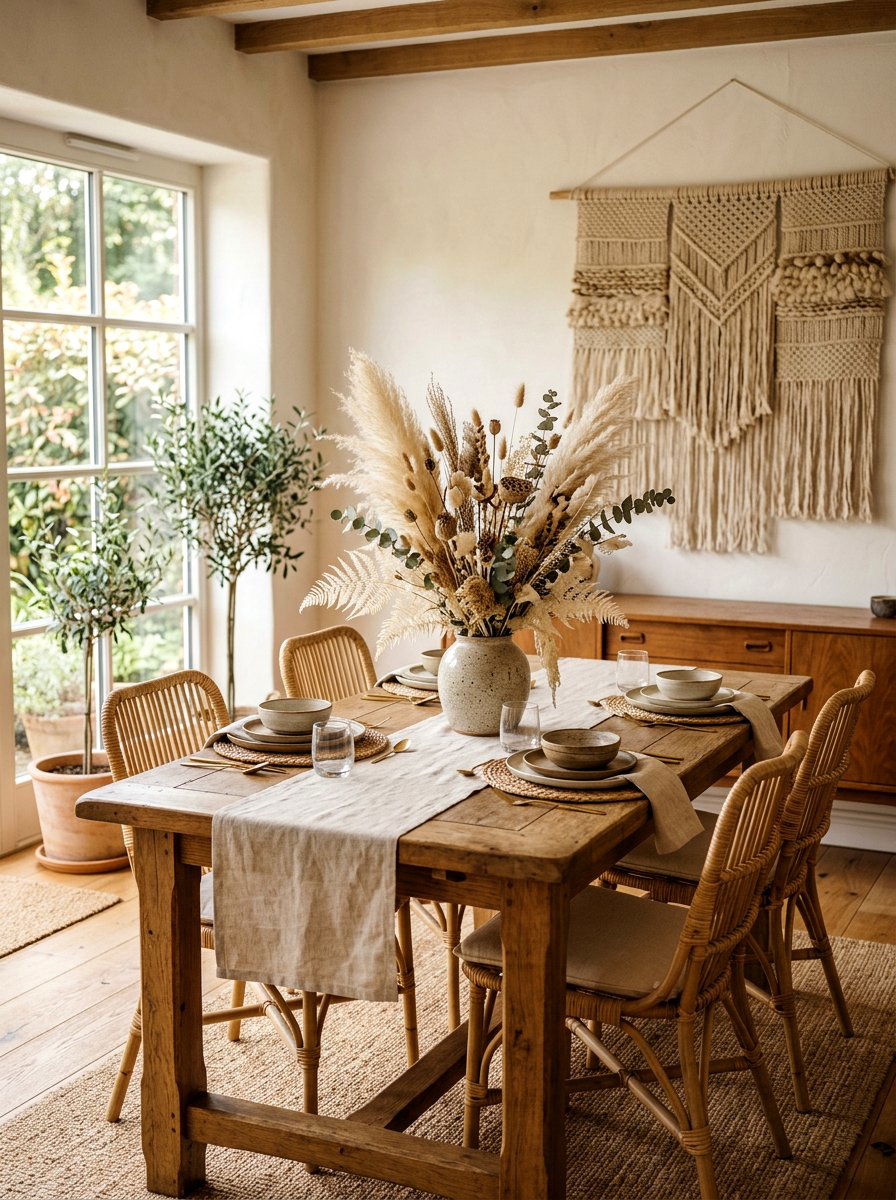 Dried Floral Dining Room Display - 25 Spring Floral Centerpiece Ideas