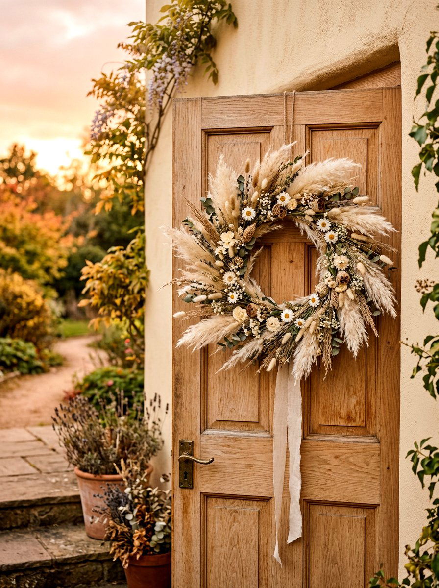 Dried Flower Boho Wreath - 25 Spring Wreath Ideas