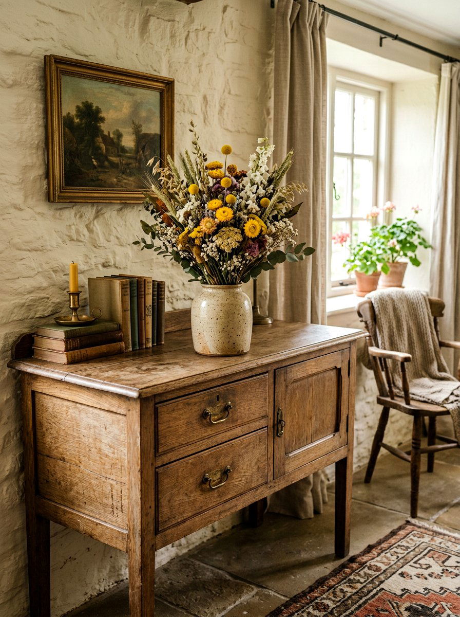 Dried Flower Bouquet - 25 Spring Cottage Decor Ideas