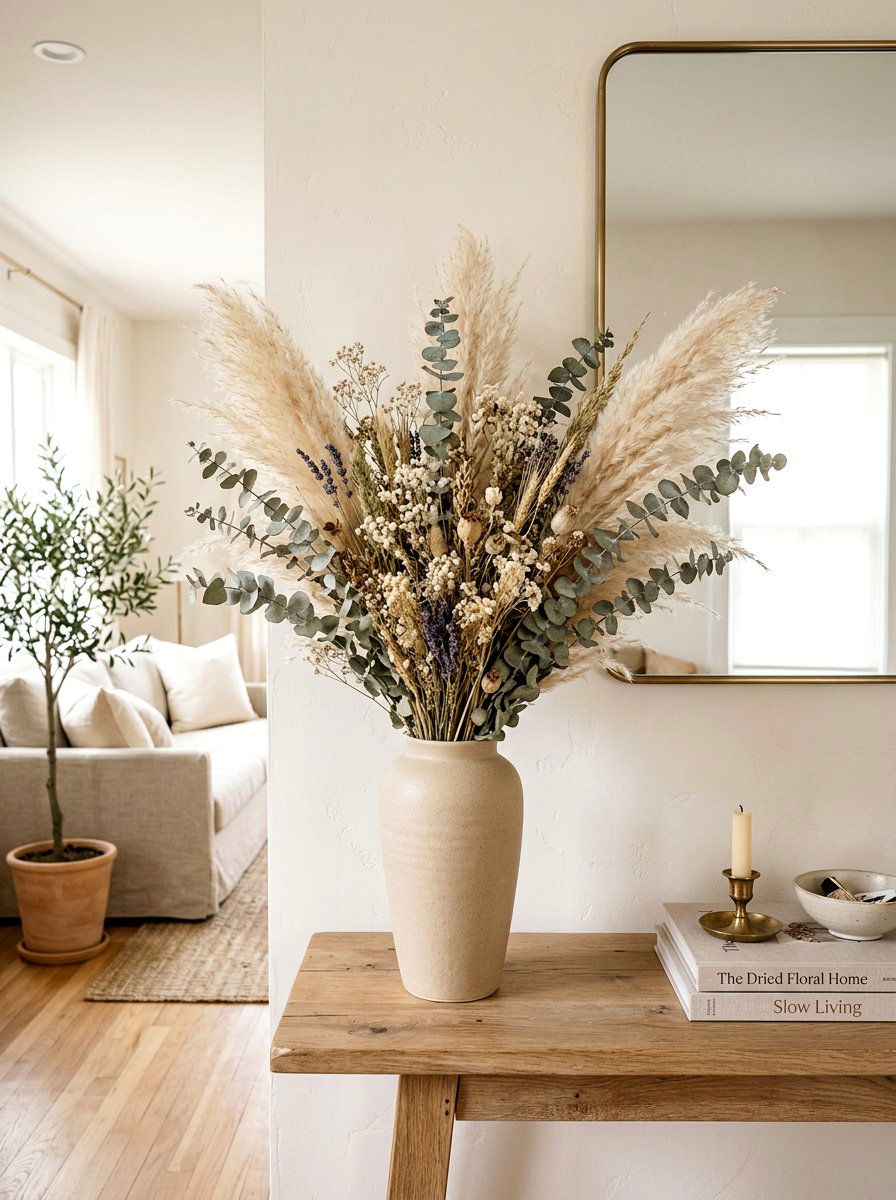 Dried Flower Bouquet - 25 Spring Minimalist Decor Ideas