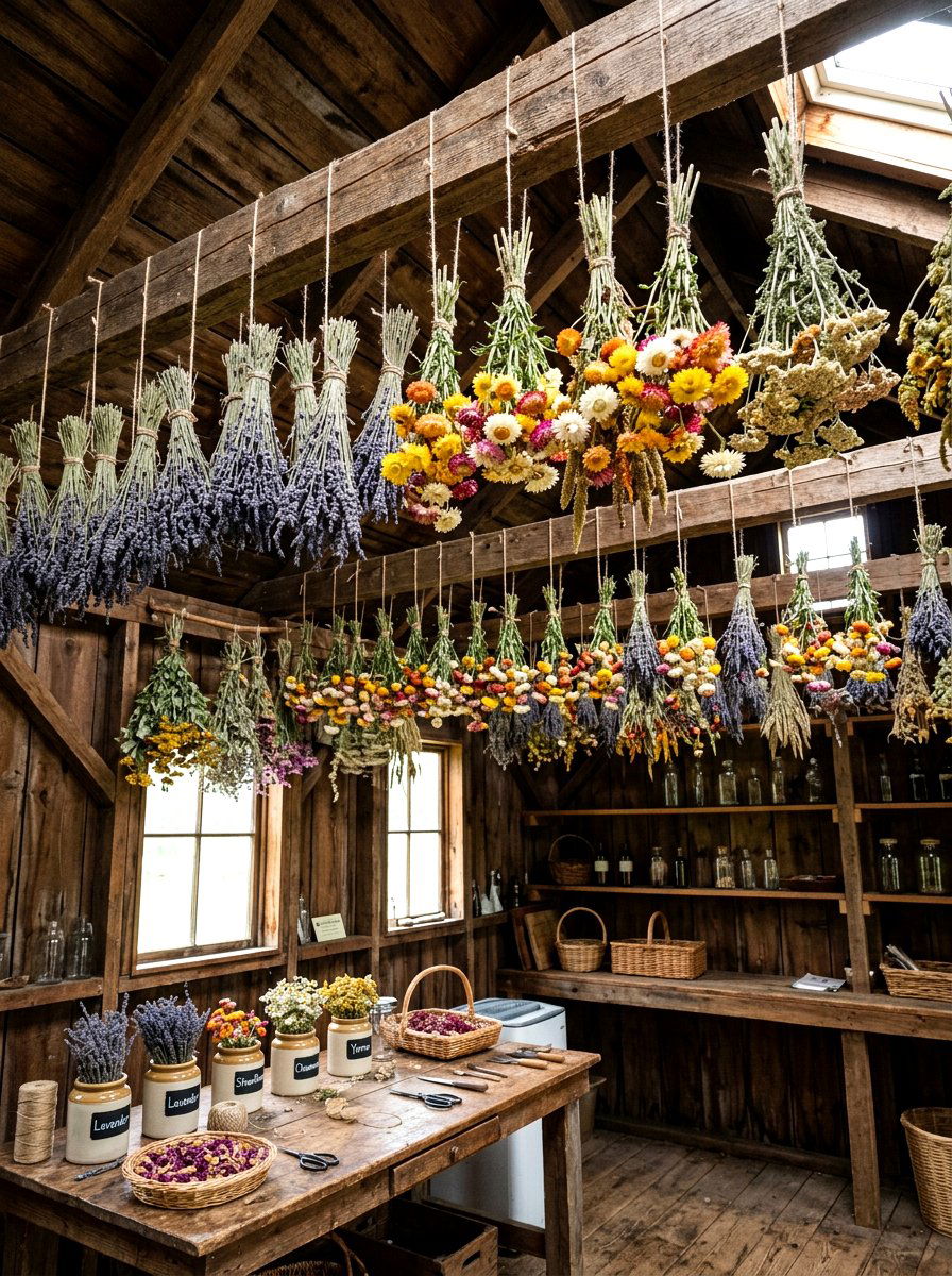 Dried Flower Bundle - 25 Spring Potting Shed Decor Ideas
