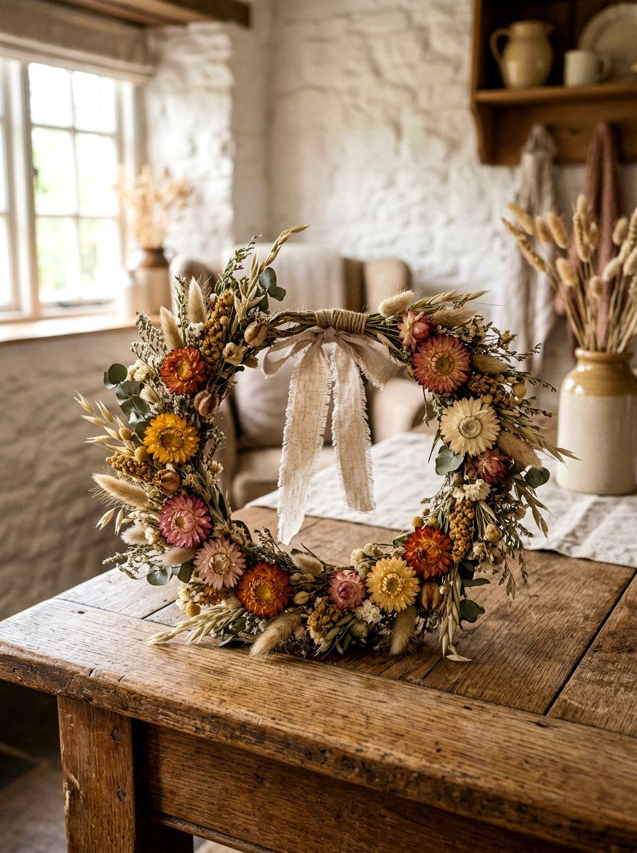 Dried Flower Hair Wreath - 25 Spring Hair Wreath Ideas