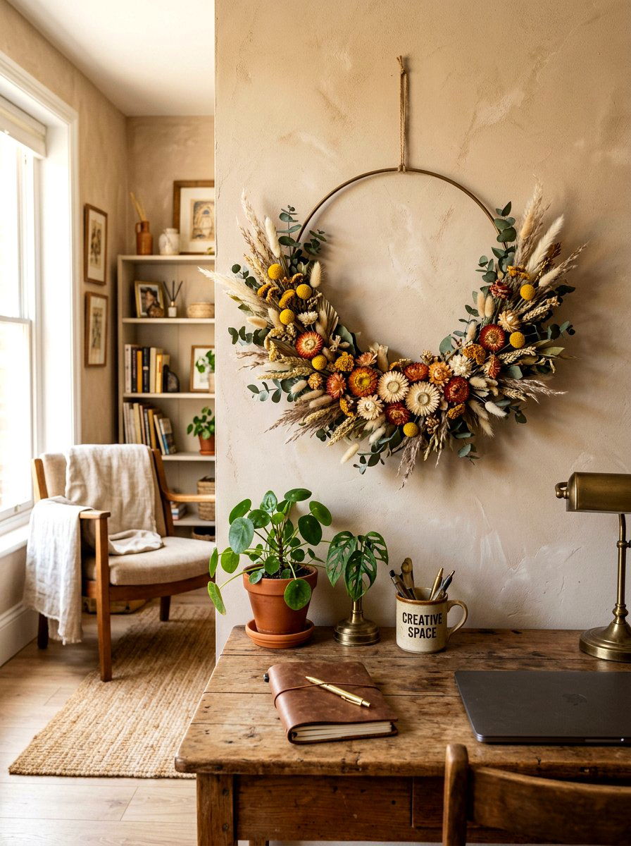 Dried Flower Hoop Wreath - 25 Spring Flower Wreath Hoop Ideas