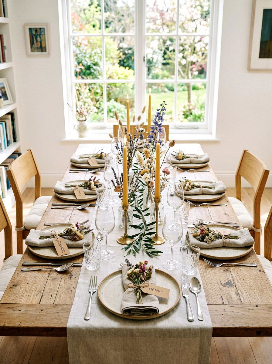 Dried Flower Place Settings - 25 Spring Dried Flower Arrangement Ideas