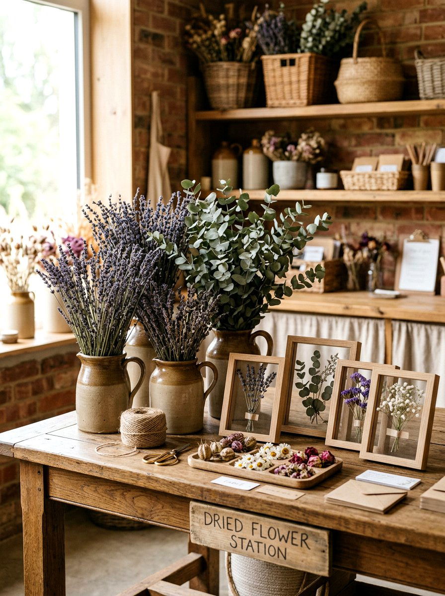 Dried Flower Station - 25 Spring Bridal Shower Decor Ideas