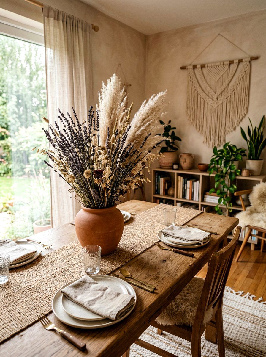 Dried Flower Table Decor - 25 Spring Dining Table Centerpiece Ideas