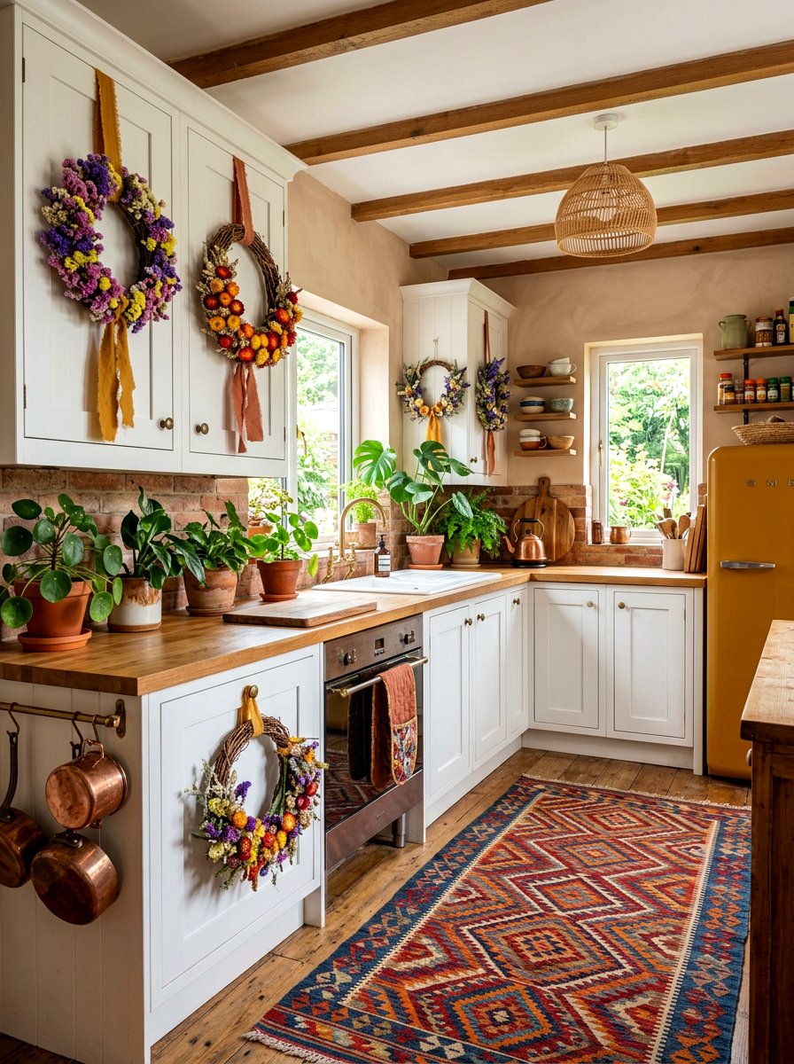 Dried Flower Wreath - 25 Spring Cabinet Wreath Ideas