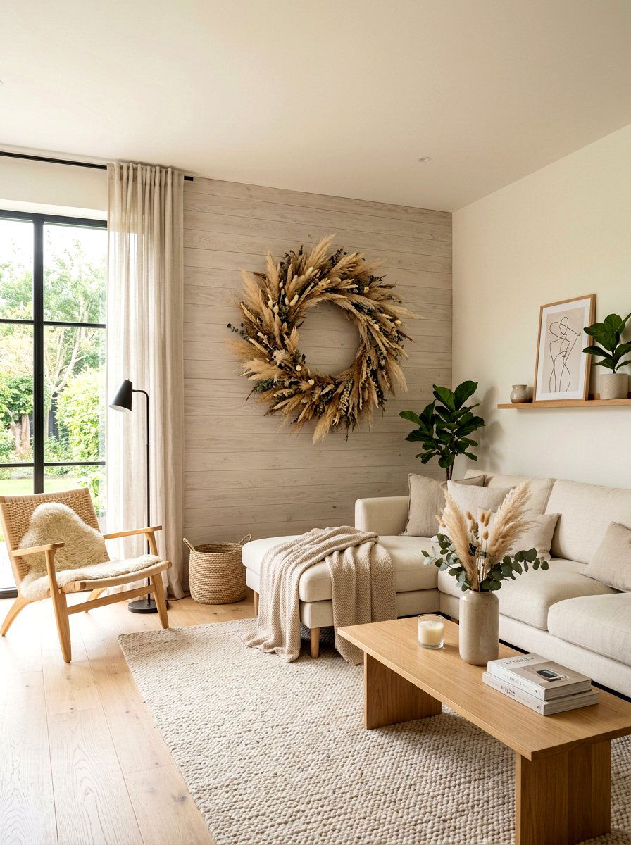 Dried Grass Wreath - 25 Spring Asymmetrical Wreath Ideas