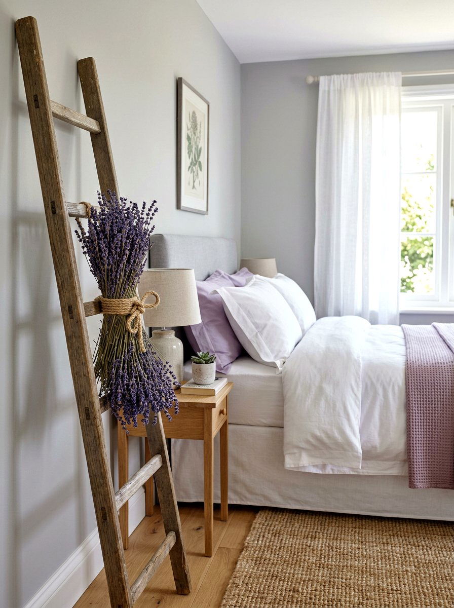 Dried Lavender Bunch - 25 Spring Blanket Ladder Decor Ideas