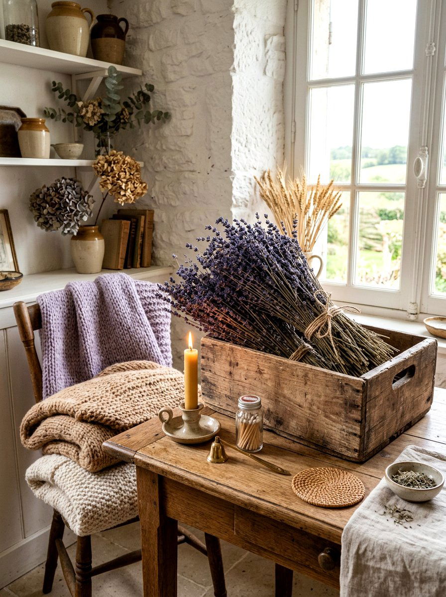 Dried Lavender Bundle - 25 Spring Fireplace Mantel Ideas