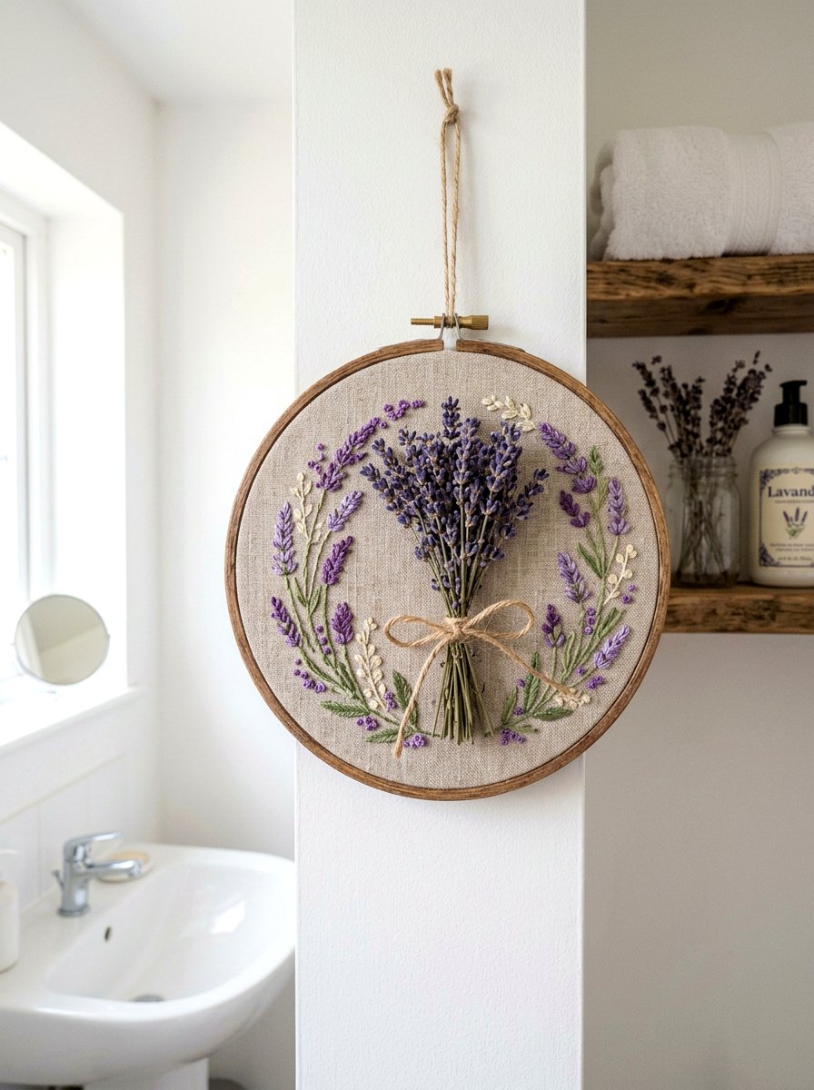 Dried Lavender Embroidery - 25 Spring Embroidery Hoop Decor Ideas