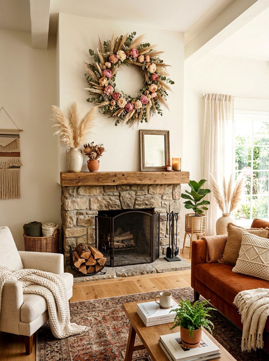 Dried Peony Floral Wreath - 25 Spring Peony Wreath Ideas