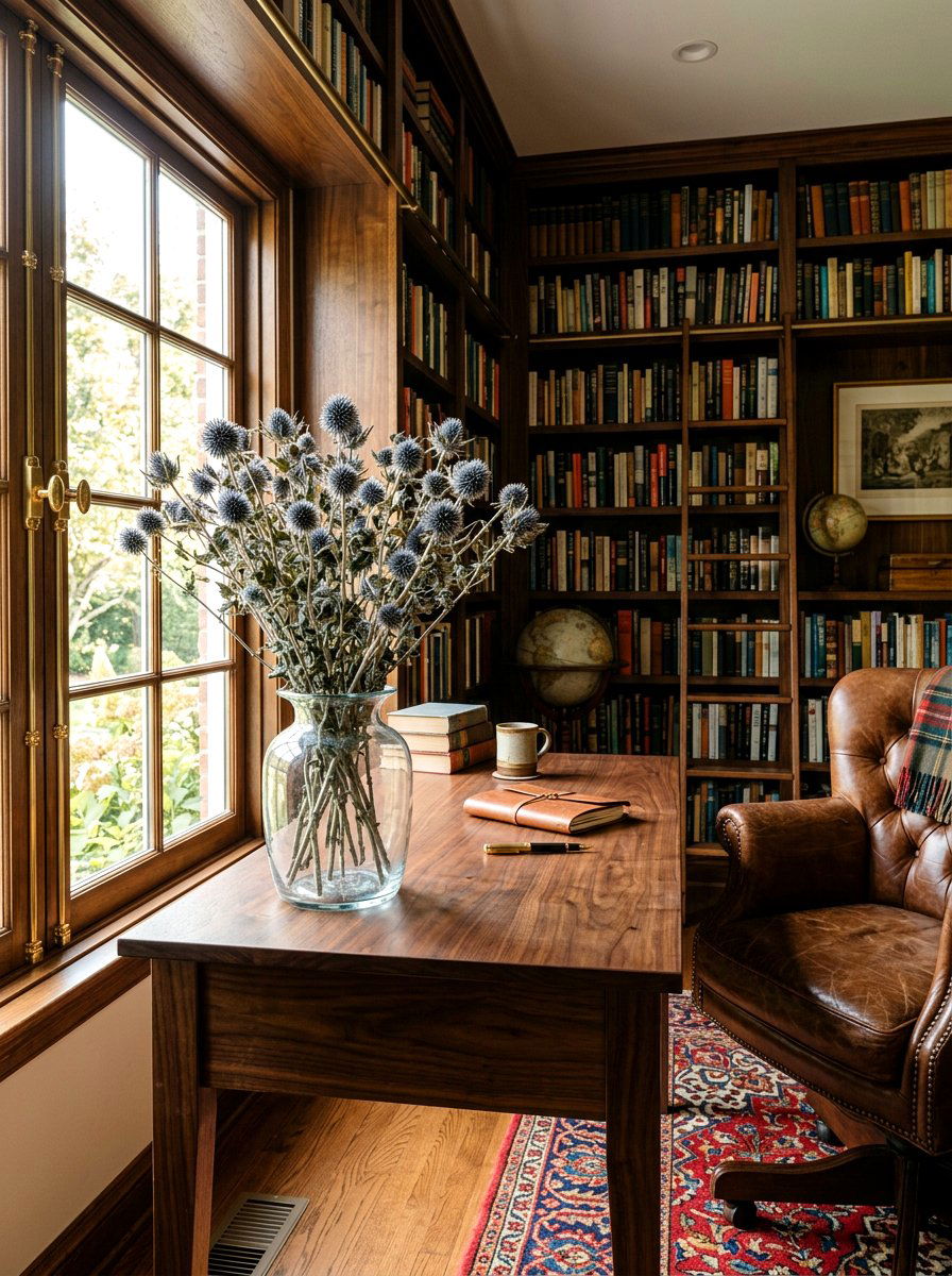 Dried Thistle In Glass Vase - 25 Spring Dried Flower Arrangement Ideas
