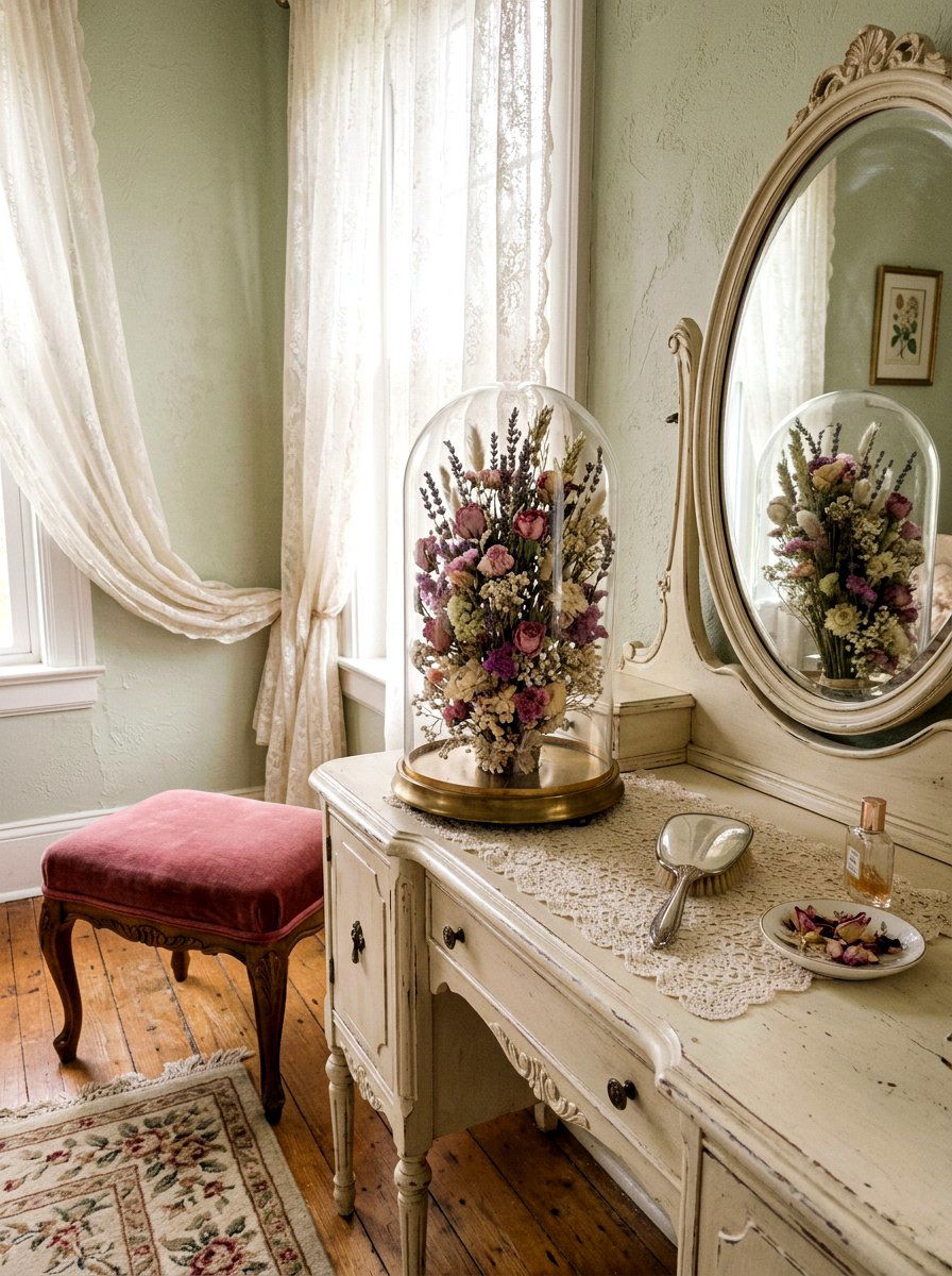 Dried Wildflower Bouquet - 25 Spring Glass Cloche Ideas