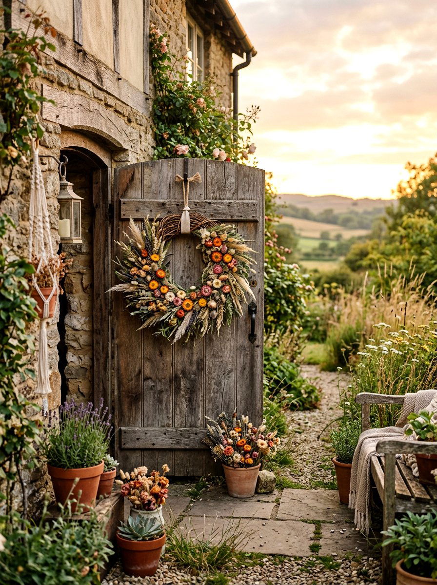 Dried Wildflower Wreath - 25 Spring Floral Wreath Ideas