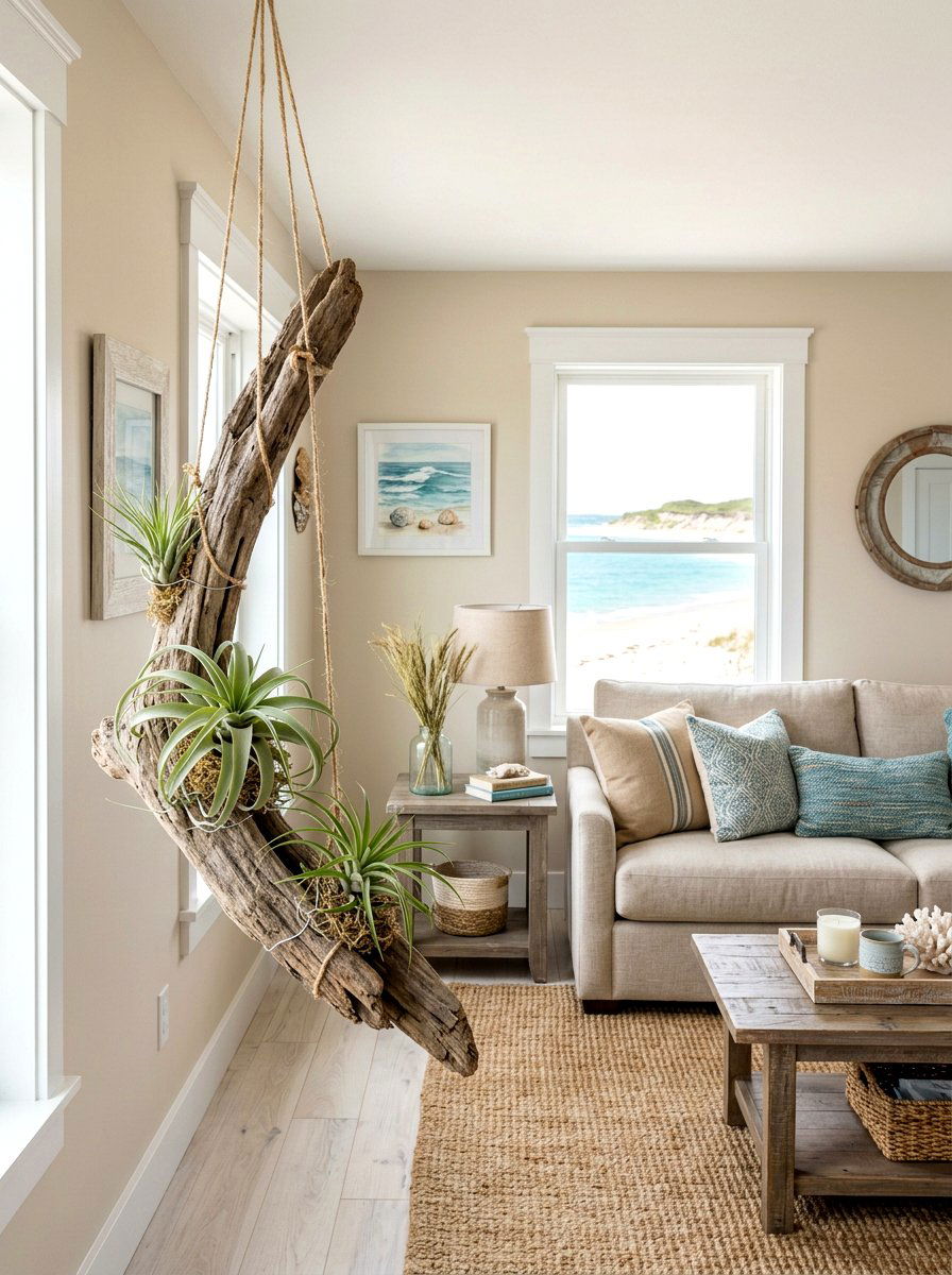 Driftwood Air Plant Hanger - 25 Spring Hanging Terrarium Ideas