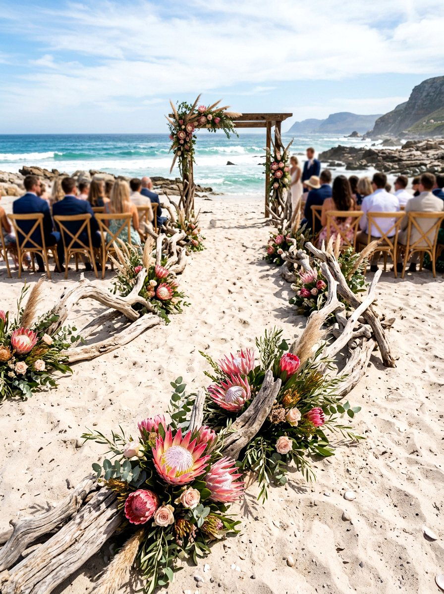 Driftwood And Protea - 25 Spring Wedding Aisle Decor Ideas