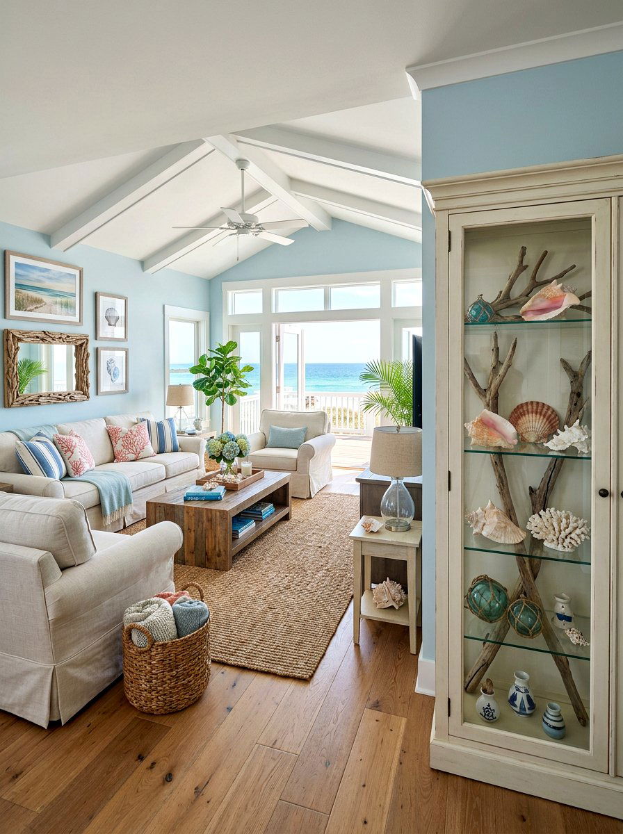 Driftwood And Shells - 25 Spring Curio Cabinet Ideas