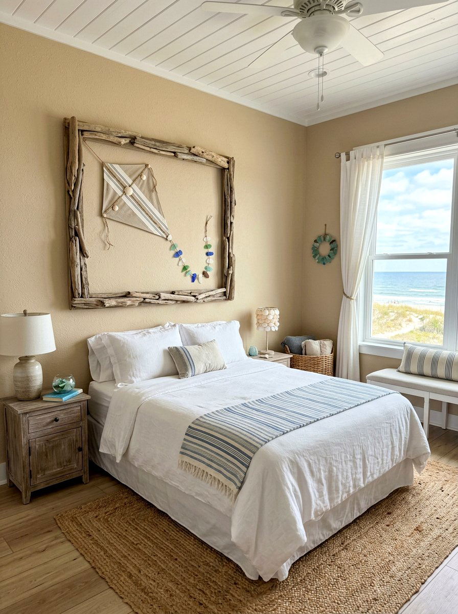 Driftwood Frame Kite Art - 25 Spring Kite Decor Ideas