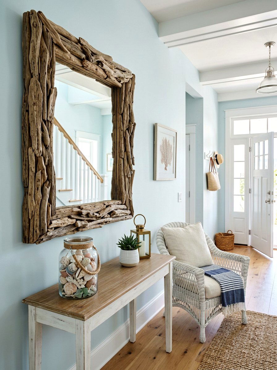 Driftwood Frame Mirror - 25 Spring Foyer Mirror Ideas