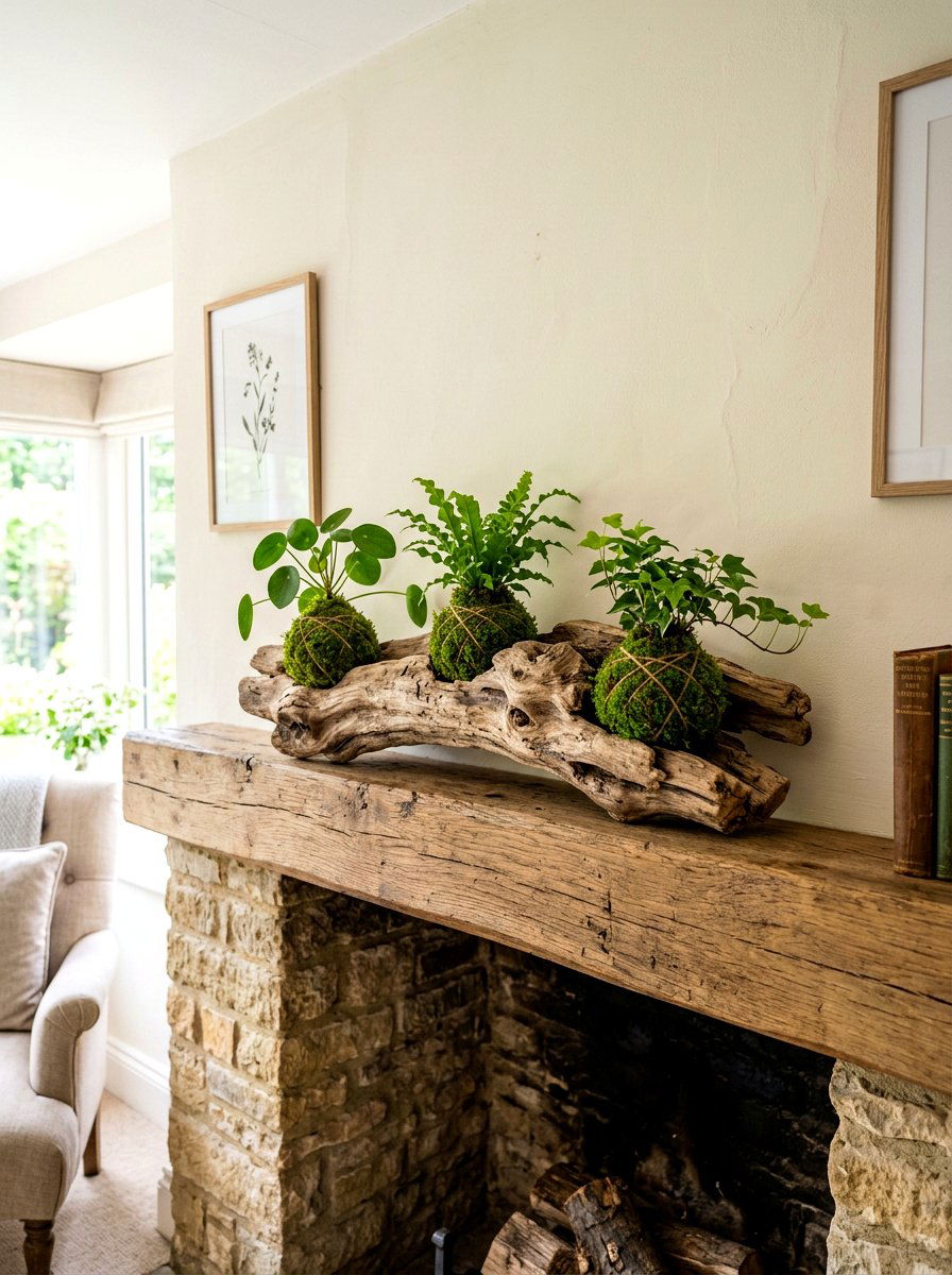 Driftwood Kokedama Arrangement - 25 Spring Kokedama Ideas