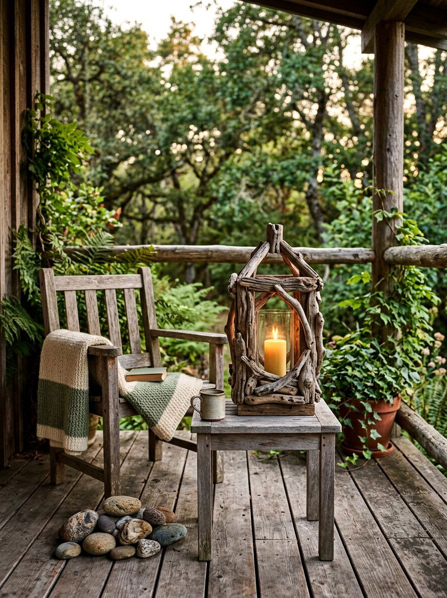 Driftwood Lantern - 25 Spring Lantern Ideas for Porch