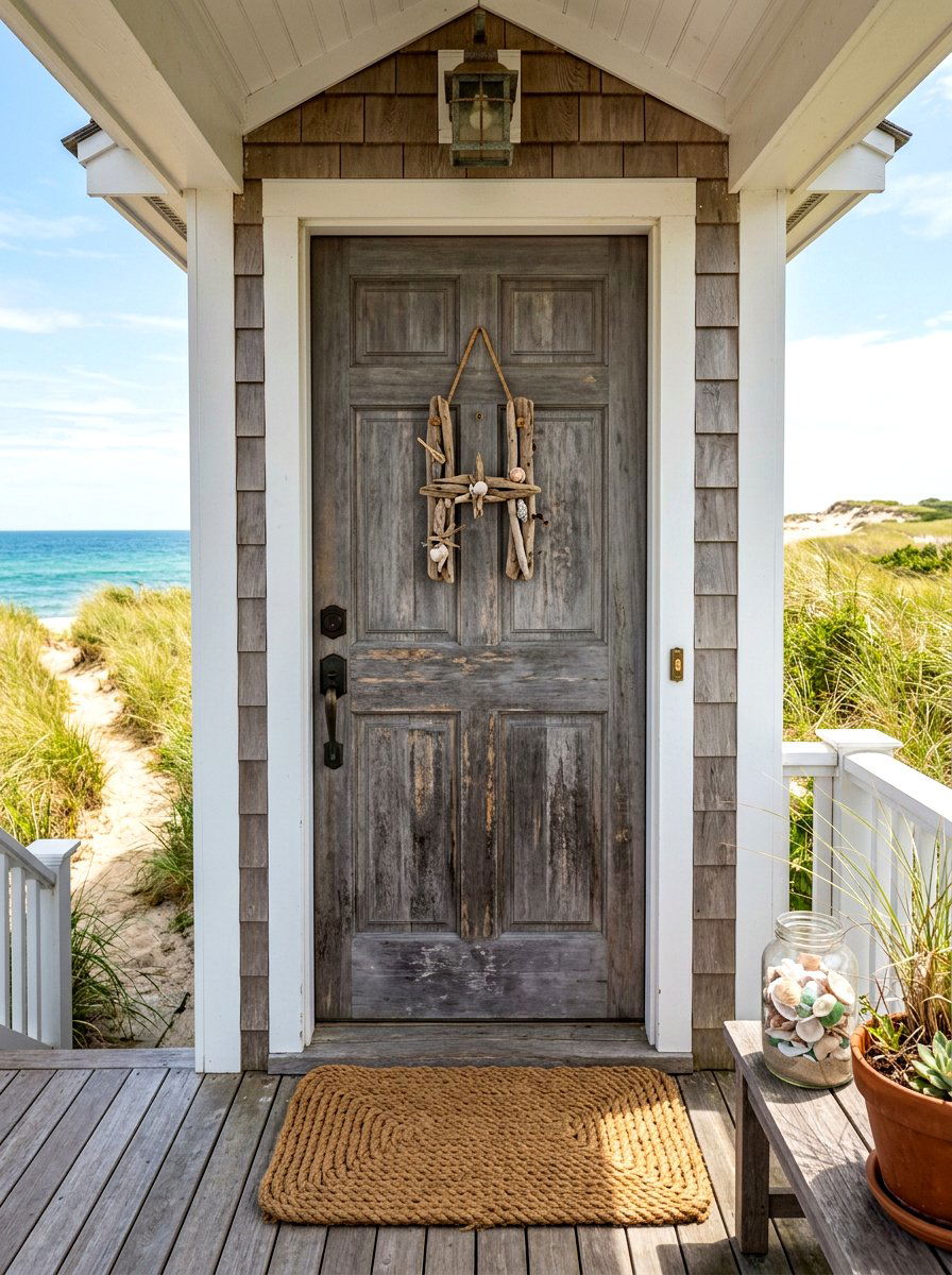 Driftwood Monogram Door Decor - 25 Spring Initial Wreath Ideas