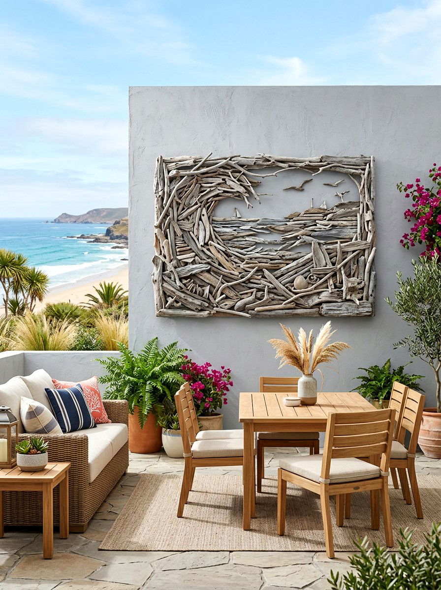 Driftwood Wall Art - 25 Spring Outdoor Wall Decor Ideas