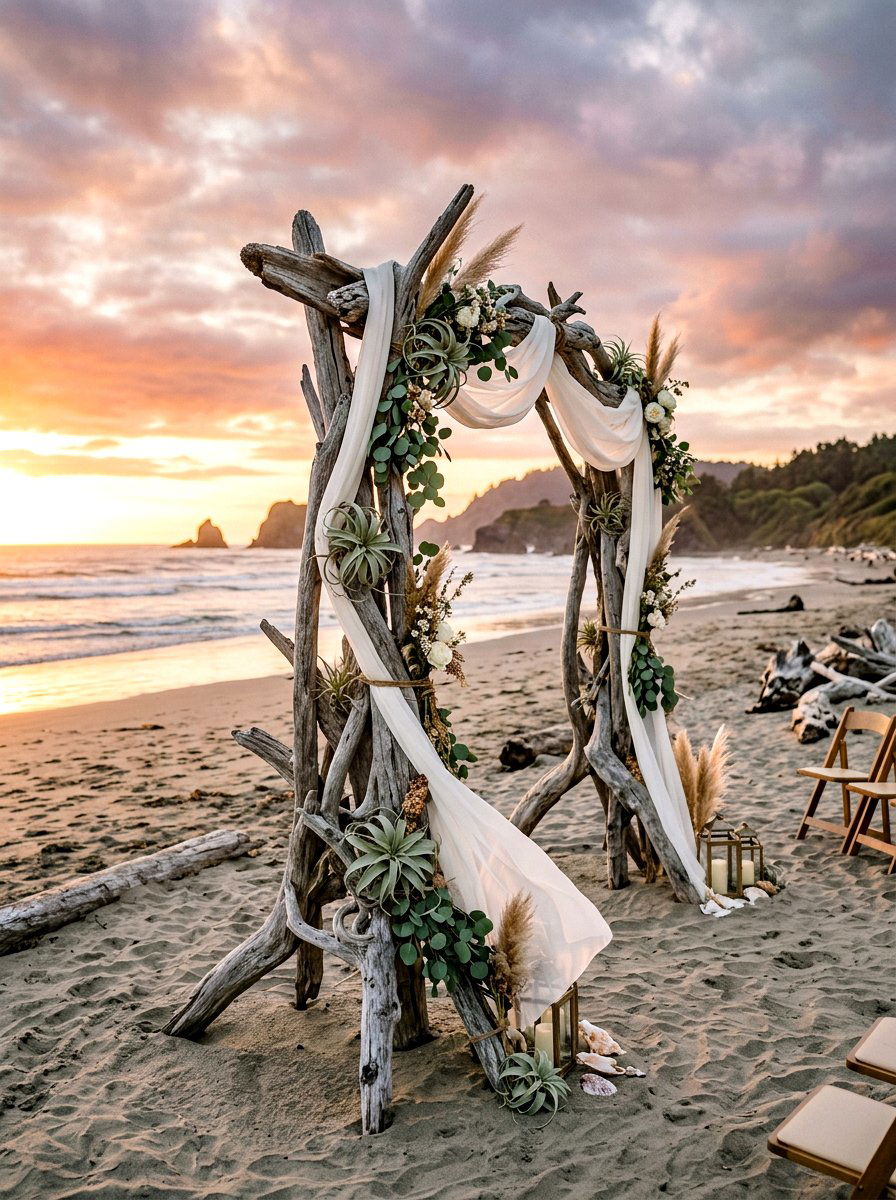Driftwood Wedding Arch - 25 Spring Wedding Arch Ideas