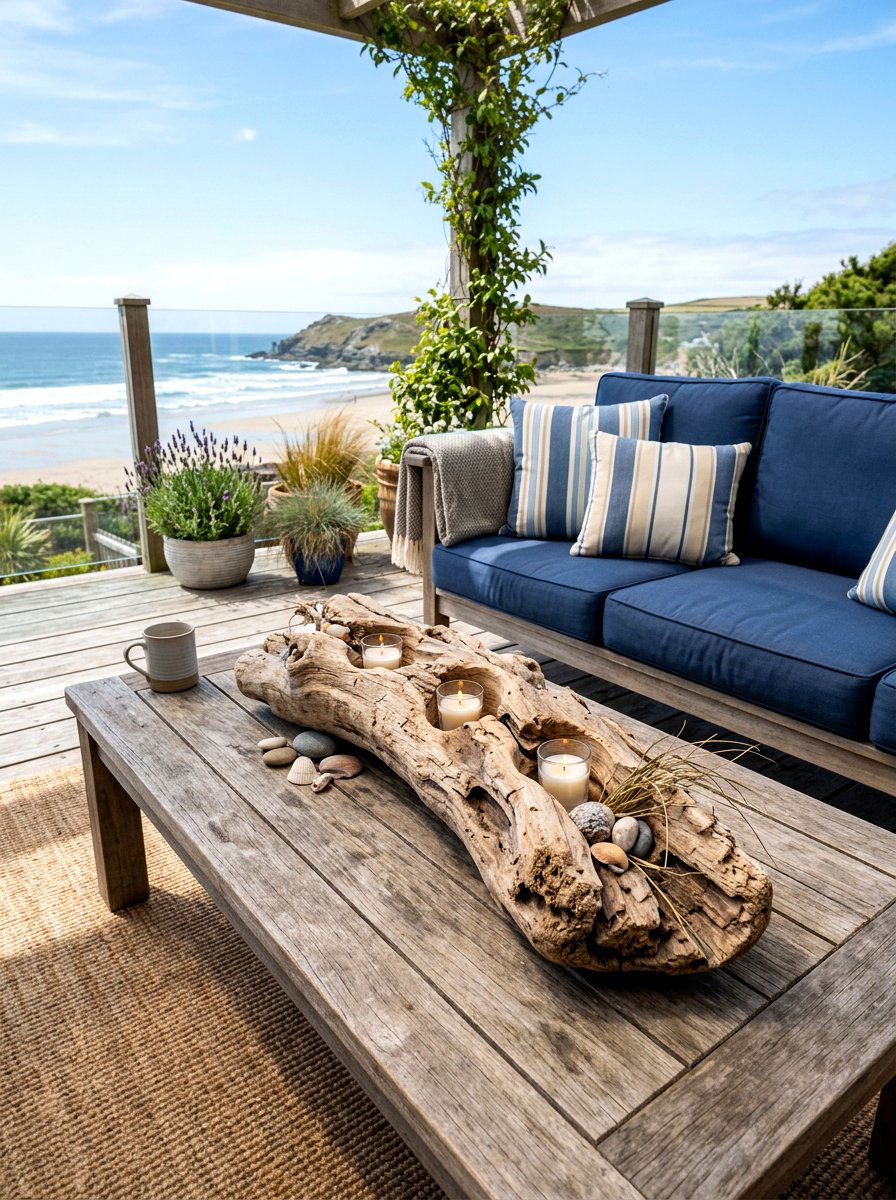 Driftwood candle beach decor - 25 Spring Outdoor Candle Ideas