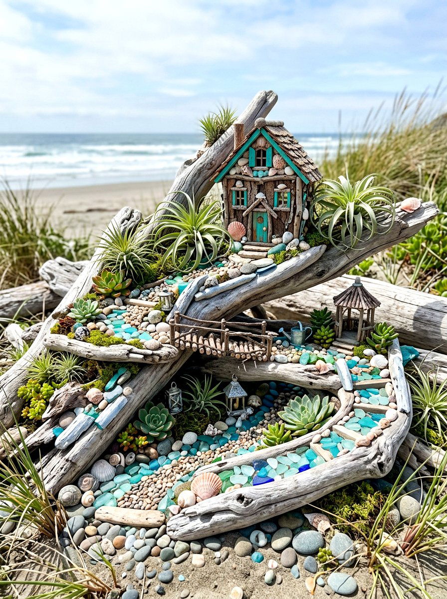 Driftwood fairy garden - 25 Spring Fairy Garden Ideas