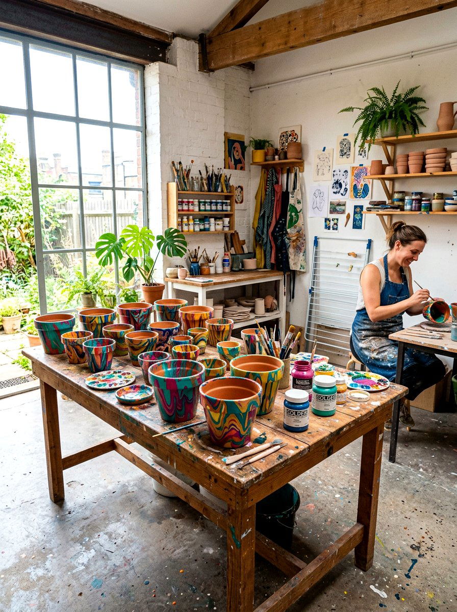 Drip painted terracotta pots - 25 Spring Terracotta Pot Craft Ideas