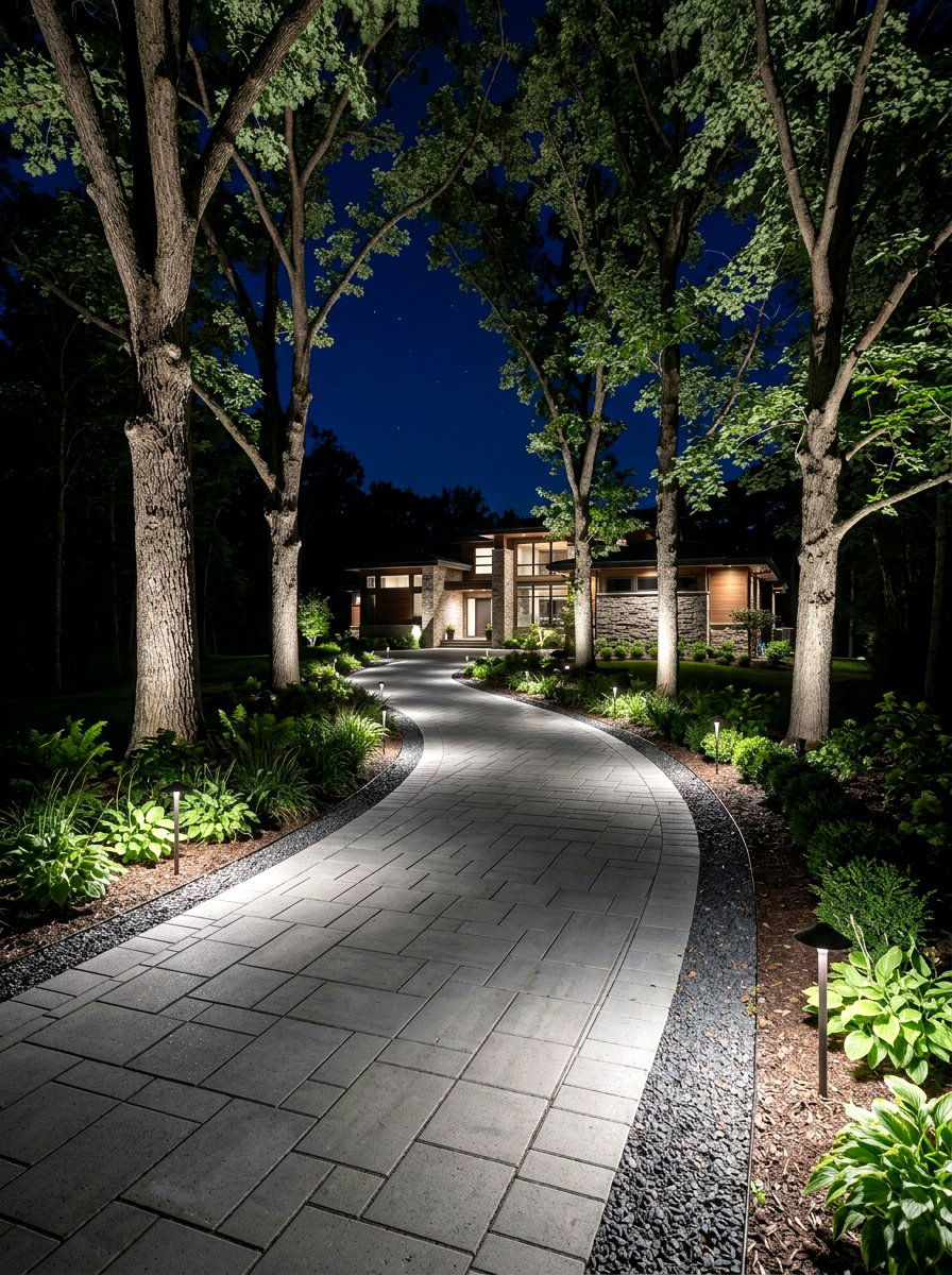 Driveway Lighting With Low Voltage LEDs - 25 Spring Driveway Decor Ideas