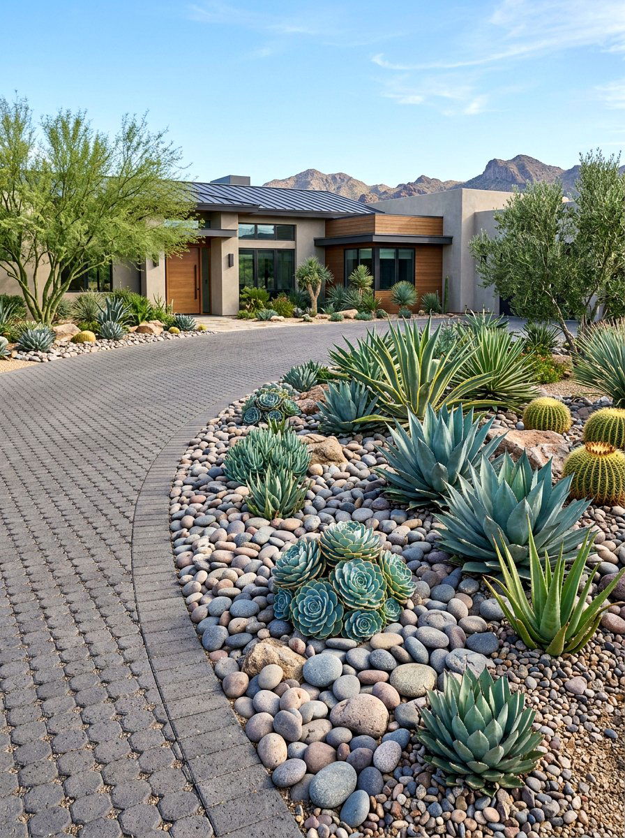 Driveway Rock Garden With Succulents - 25 Spring Driveway Decor Ideas