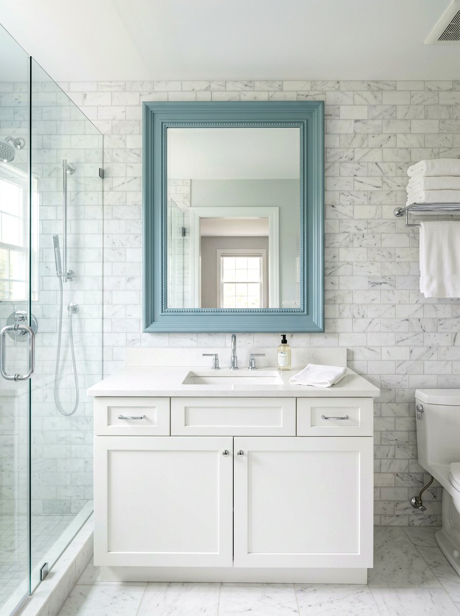 Duck Egg Blue Mirror - 25 Spring Distressed Furniture Ideas