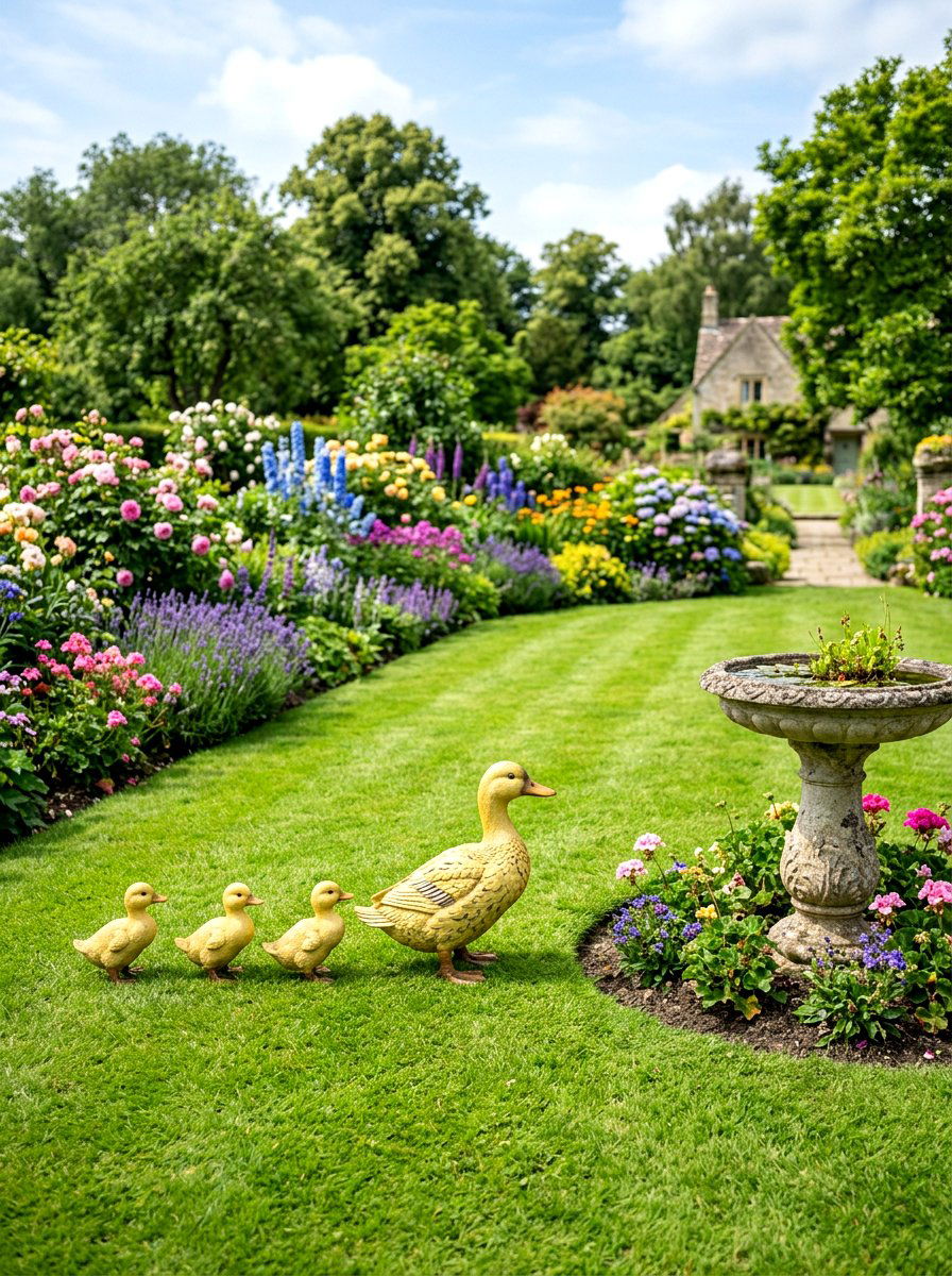 Duck Garden Figurine - 25 Spring Garden Animal Decor Ideas