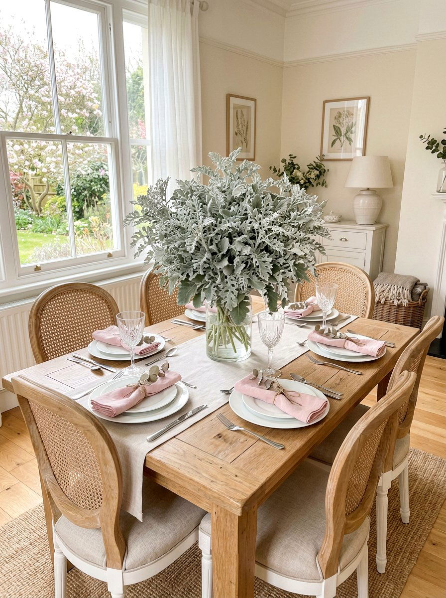 Dusty Miller Bouquet - 25 Spring Greenery Centerpiece Ideas