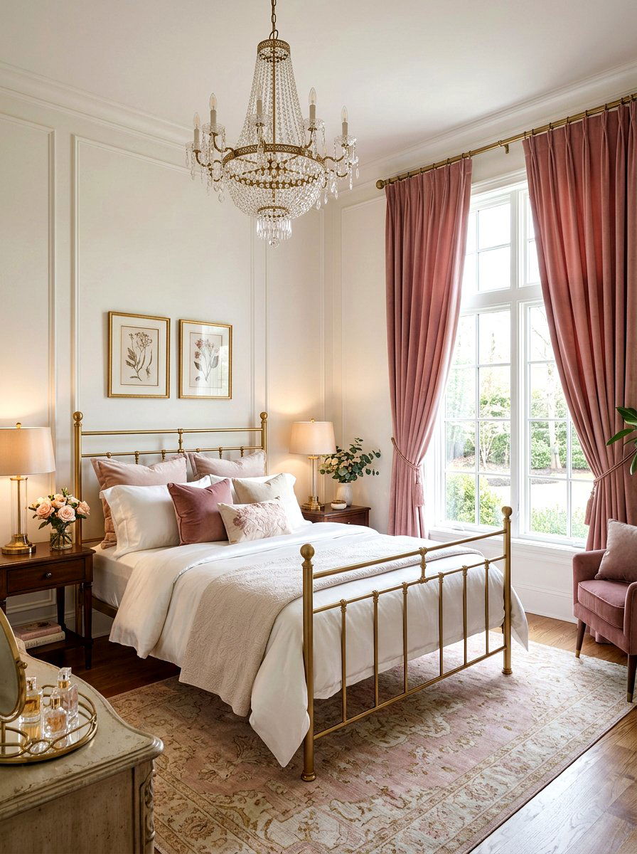 Dusty Rose Velvet - 25 Spring Bedroom Curtain Ideas