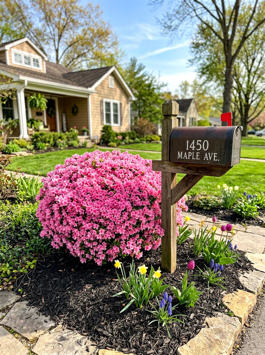 Dwarf Azalea Bush - 25 Spring Mailbox Garden Ideas