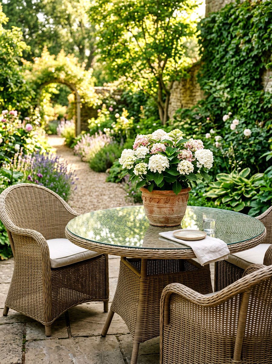 Dwarf Hydrangea Tabletop Planter - 25 Spring Hydrangea Planter Ideas