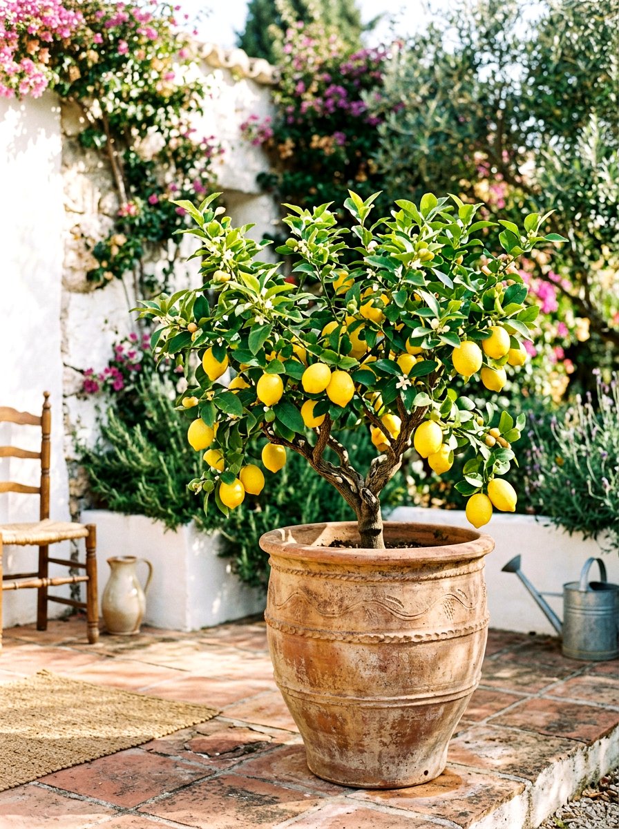 Dwarf Lemon Tree Pot - 25 Spring Curbside Planter Ideas