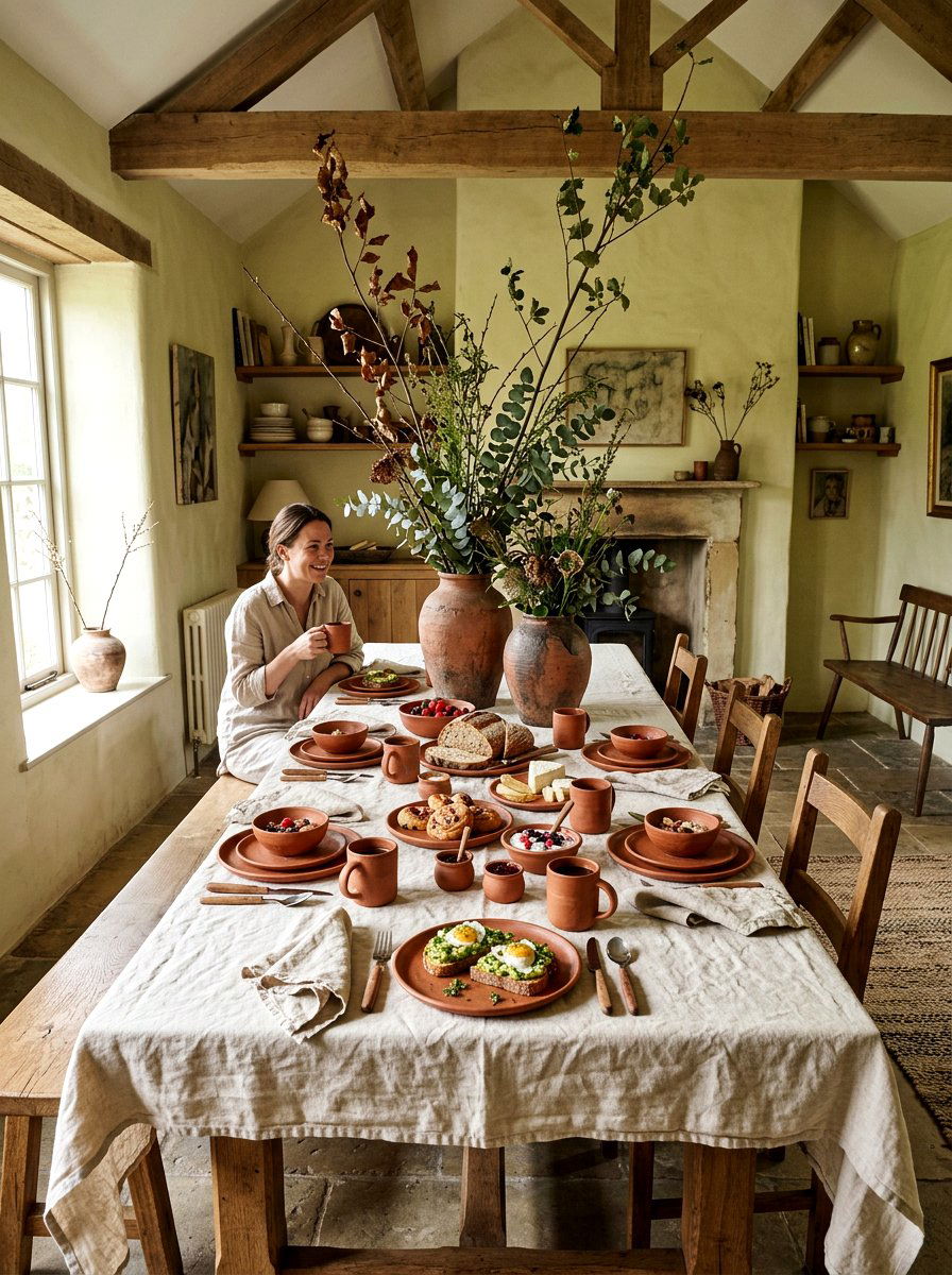 Earthy Clay Pottery - 25 Spring Brunch Table Ideas