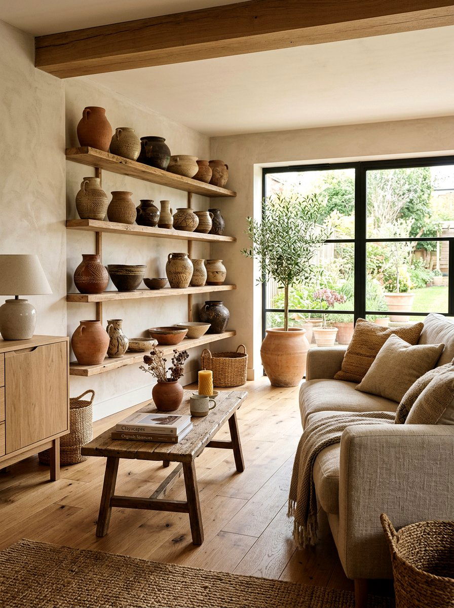 Earthy clay pottery - 25 Spring Living Room Refresh Ideas