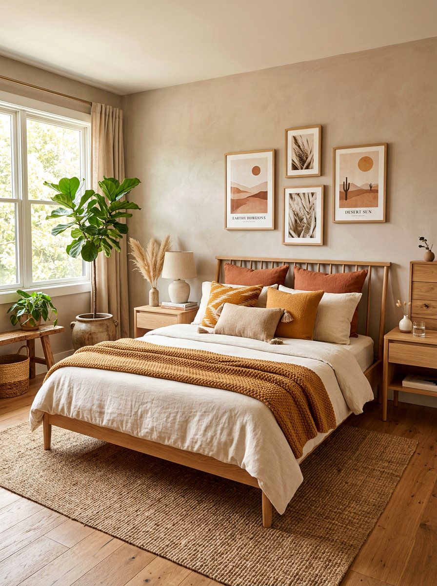 Earthy tones bedroom styling - 25 Spring Organic Modern Decor Ideas