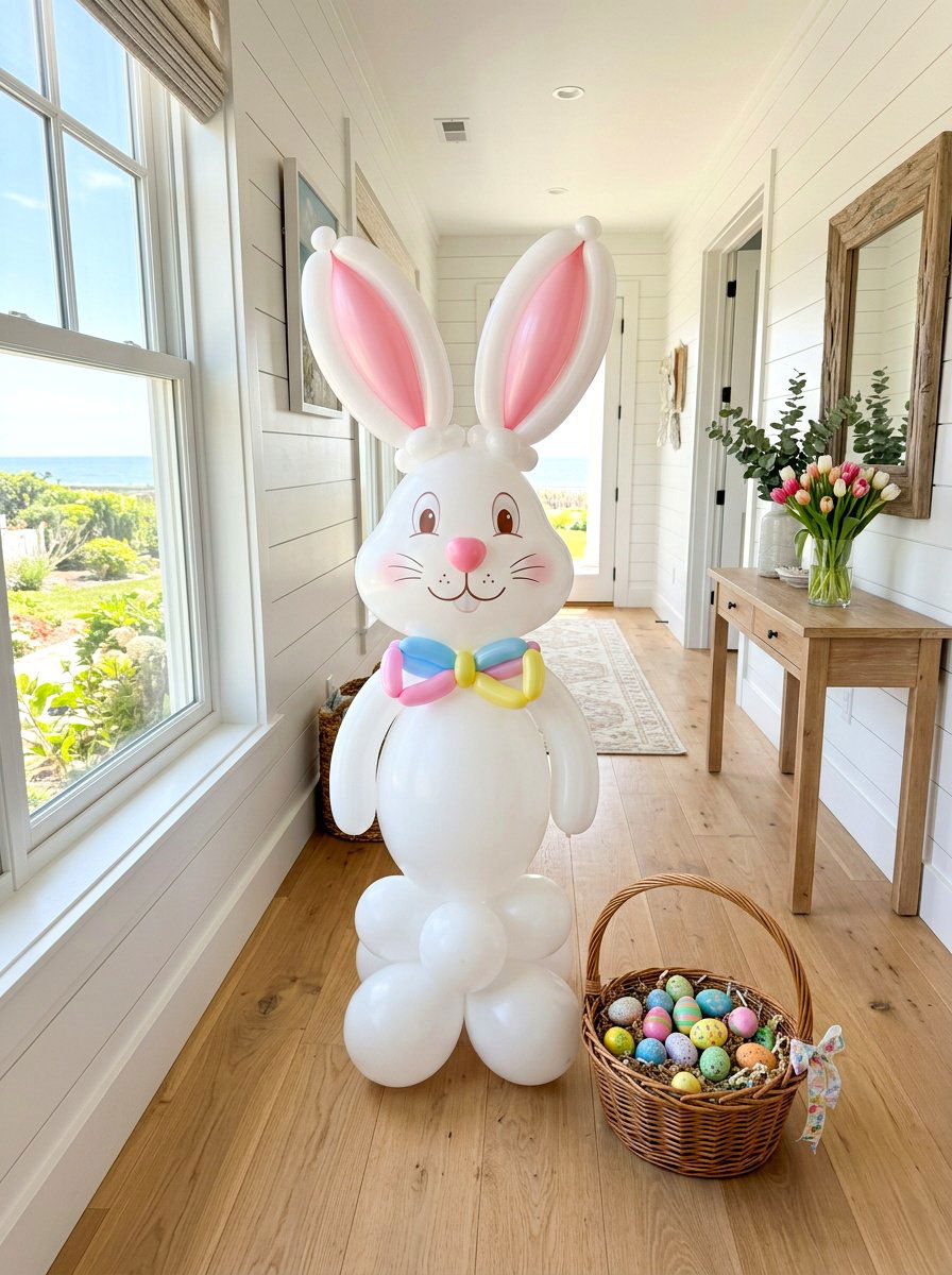 Easter Bunny Balloon Sculpture - 25 Spring Balloon Decor Ideas