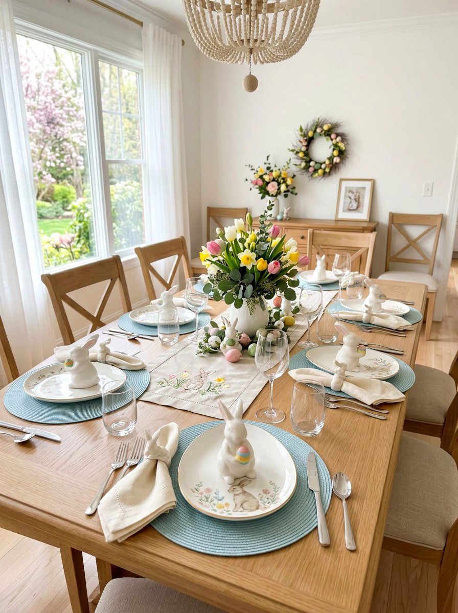 Easter Bunny Place Settings - 25 Spring Tablescape Ideas